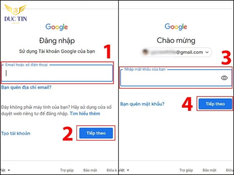 Thực hiện đăng nhập tài khoản Gmail của bạn